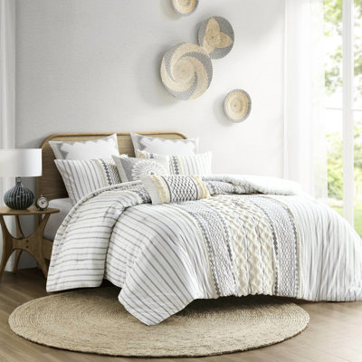 Édredon en coton chenille double / grand, intérieur, imprimé, 2 taies décoratives assorties, lavable en machine, literie double / grand, style, rembourré, motif géométrique