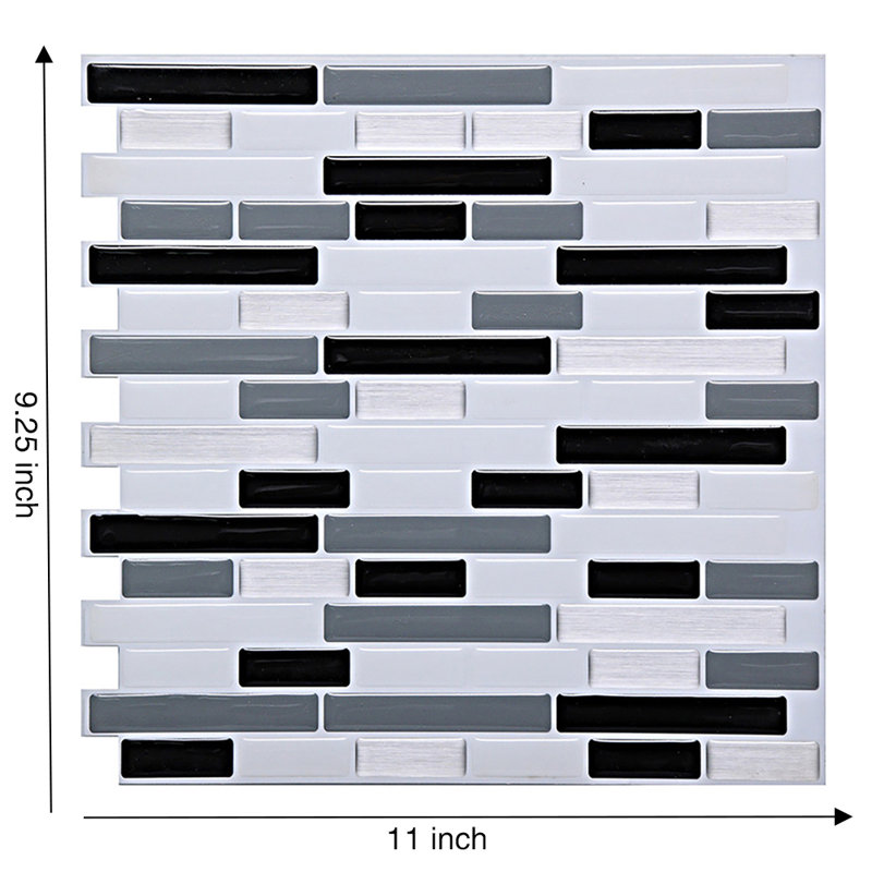 Dashara PVC Peel and Stick Mosaic Tile, Grey