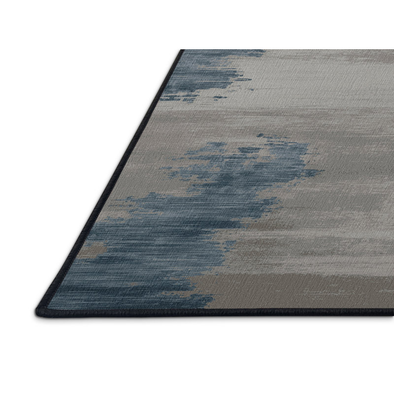 Tapis abstrait gris lavable à la machine, Rectangle 8 pi x 12 pi