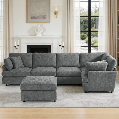 Canapé modulaire réversible 6 pièces avec repose-pieds amovible