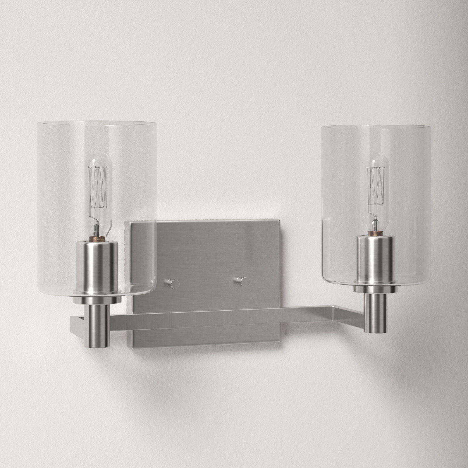 Haines 2 Light Transparent Dimmable Vanity Light, Brushed Nickel