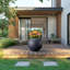 Petit pot à fleurs / pot rond en béton avec trous de drainage-455138577-456332095