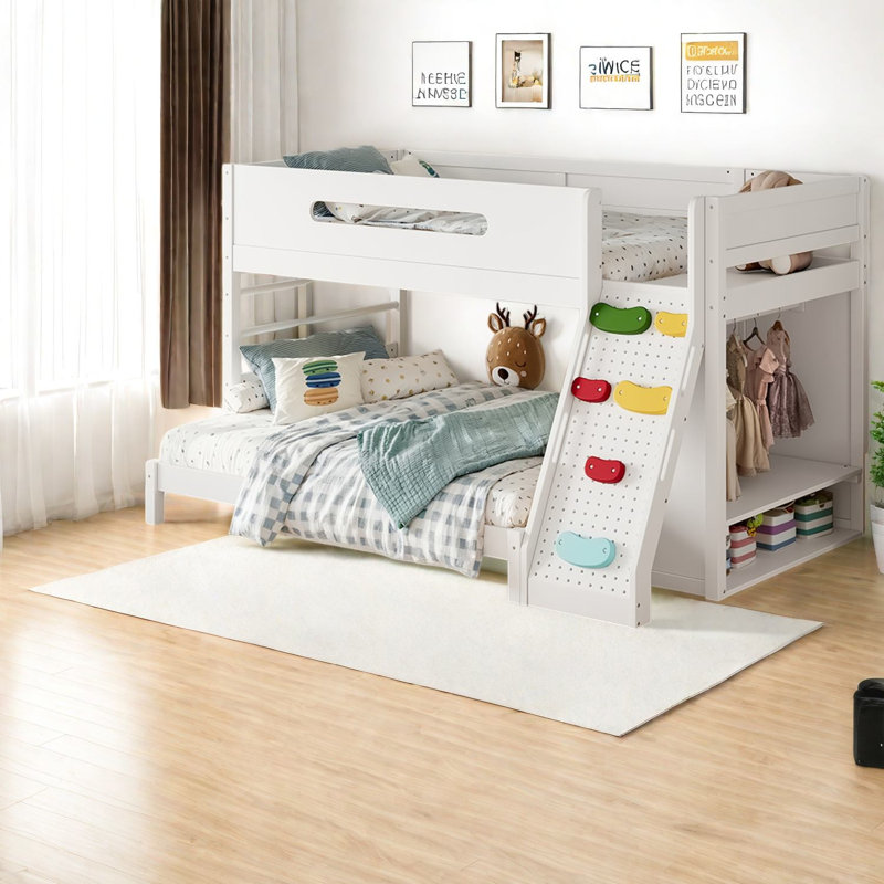 Lits avec rangement, lit simple en bois sur lit double, chambre d'enfant moderne