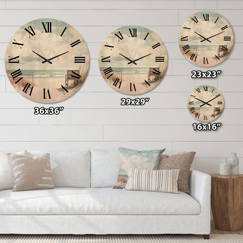 Horloge murale de plage Beach Grass Landscape II, Très grand