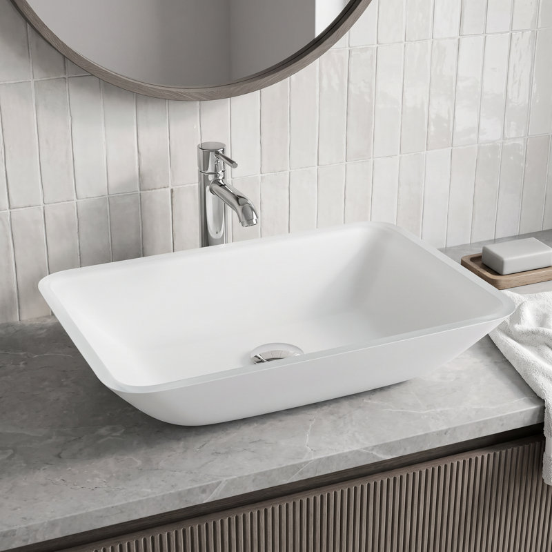 Lavabo de salle de bain rectangulaire Sottile, Coquille blanche mate