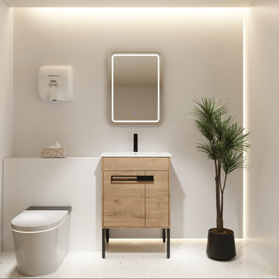 Meuble-lavabo autoportant 24 po avec lavabo et rangement réglable