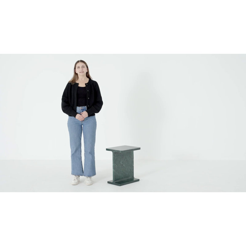 Black Marble Rectangular Pedestal End Table