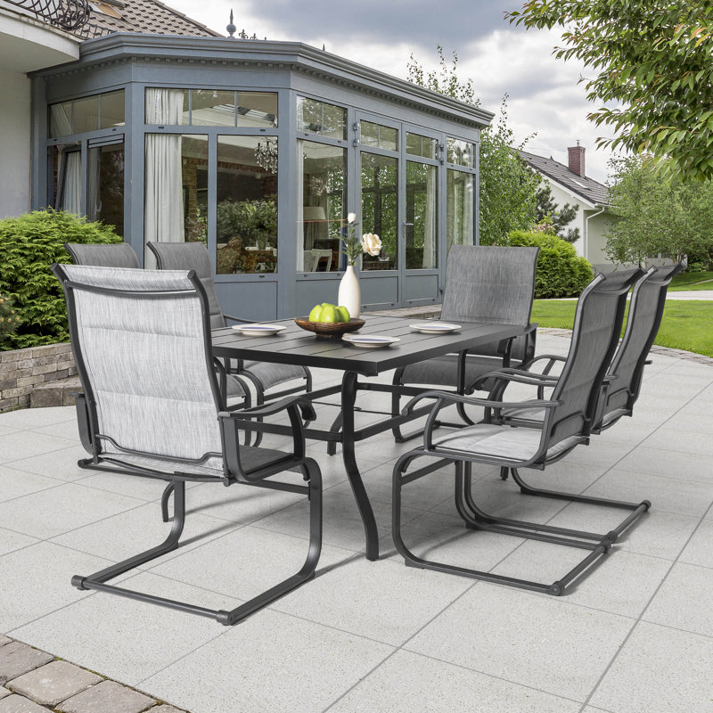 Ensemble repas d'extérieur rectangulaire L 60,63 po pour 6 personnes Barrucco, Gris