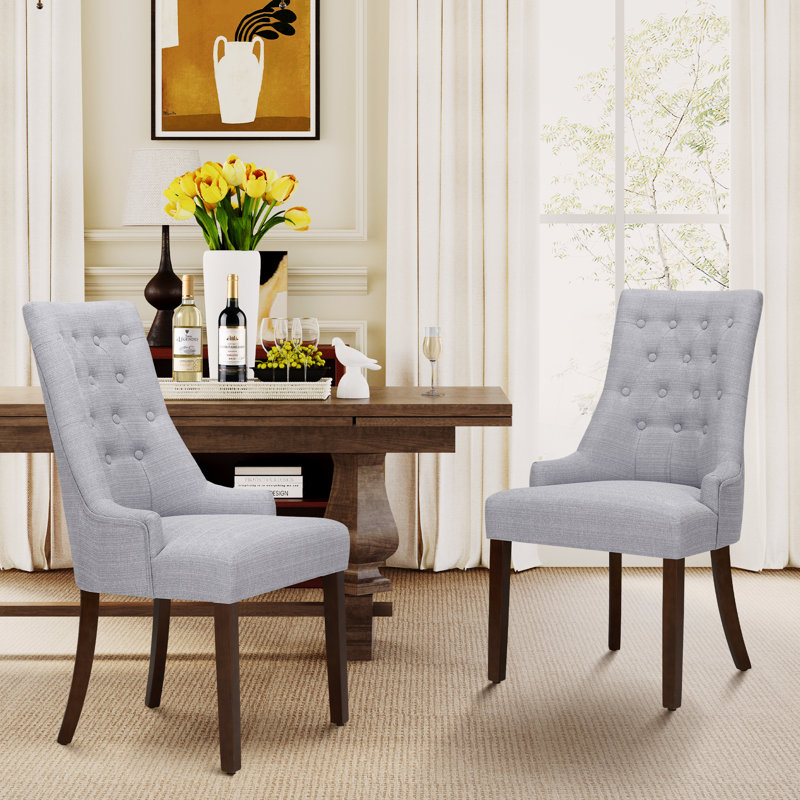 51cm H Tufted Fabric Upholstered Side Chair, Light Grey