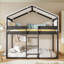 Lit superposé simple au-dessus de simple en bois de pin massif avec tente espresso amovible - Style maison de jeu peu encombrante-1482847048