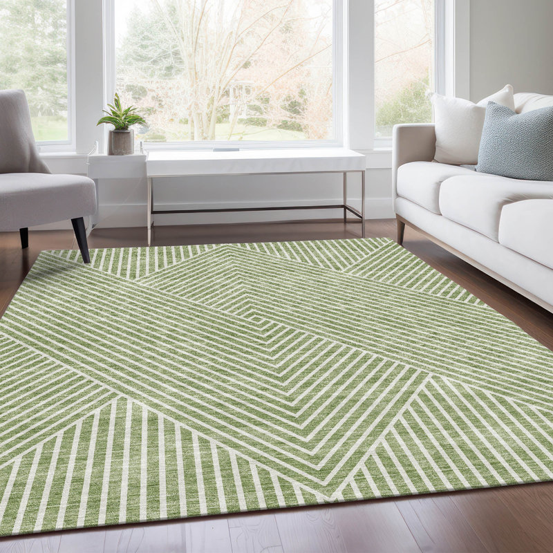 Premium Machine Washable Prisco Aloe Rug, Rectangle 8' x 10'