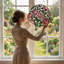 Panneau de vitrail 12 "H Roses roses-1505690044