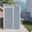Remise de rangement extérieure 4 x 8 pi avec remise en résine de plancher à deux fenêtres, portes imperméables et verrouillables pour patio, cour, pelouse - Gris