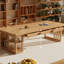 Bureau rectangulaire en bois massif avec 6 tiroirs Burlywood-1186670295