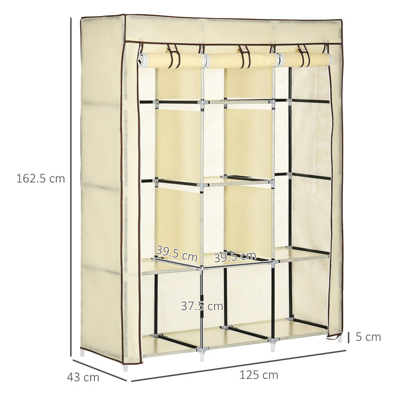 Chittening 125cm Closet System (Can Be Cut To Fit), Cream White