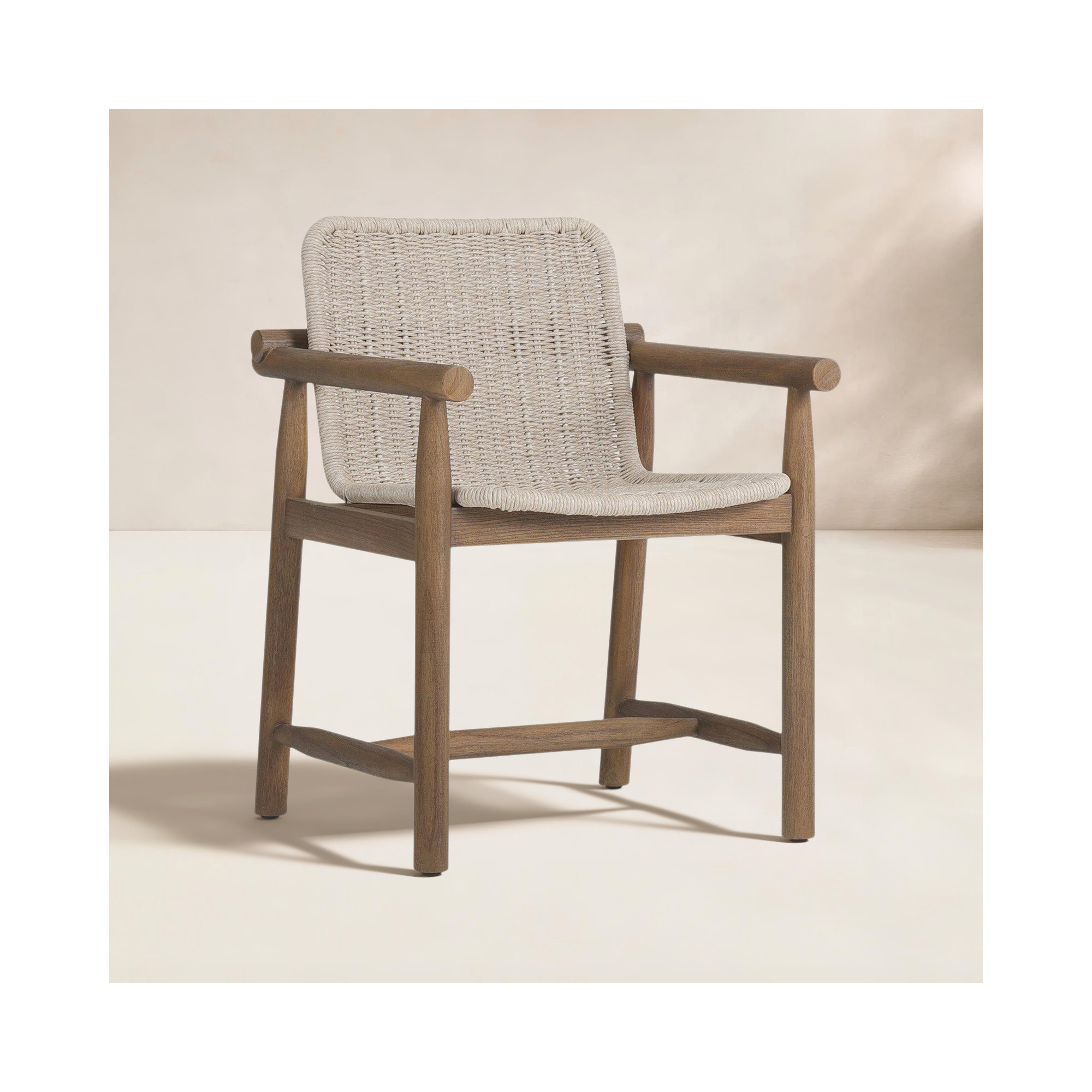 Dume Outdoor Dining Armchair, White/Brown