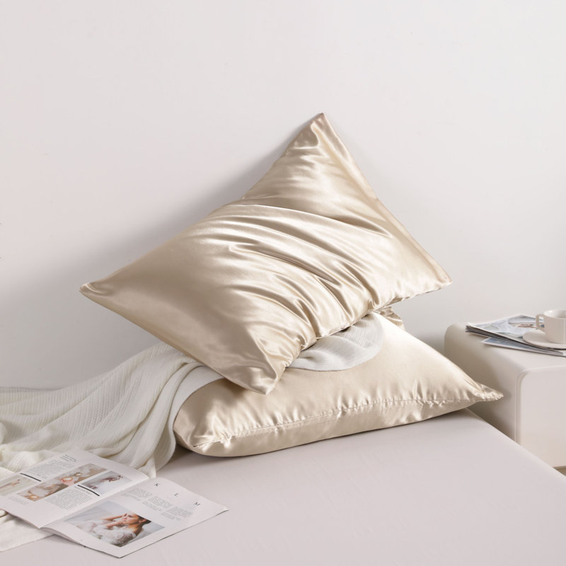 Taies d'oreiller en satin avec fermeture à enveloppe, Taie d'oreiller taille très grand, Champagne