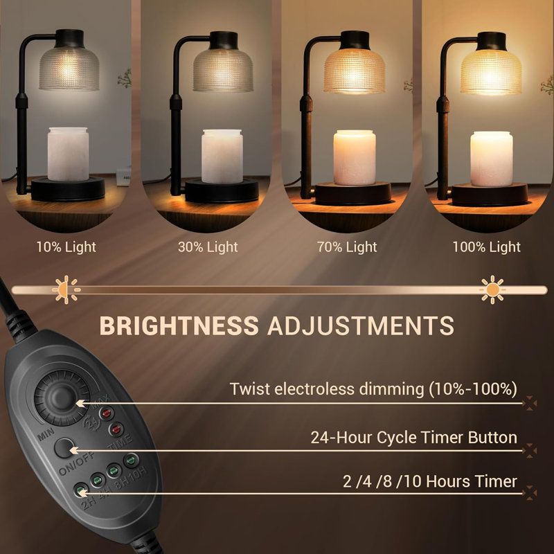 Warm candle lamp with timer for table and sofa with timer black, Black