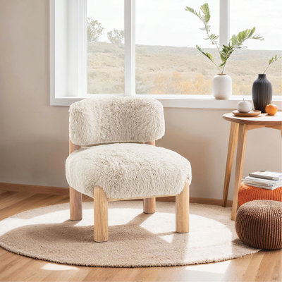 Chaise d'appoint avec dossier incurvé et pieds en bois