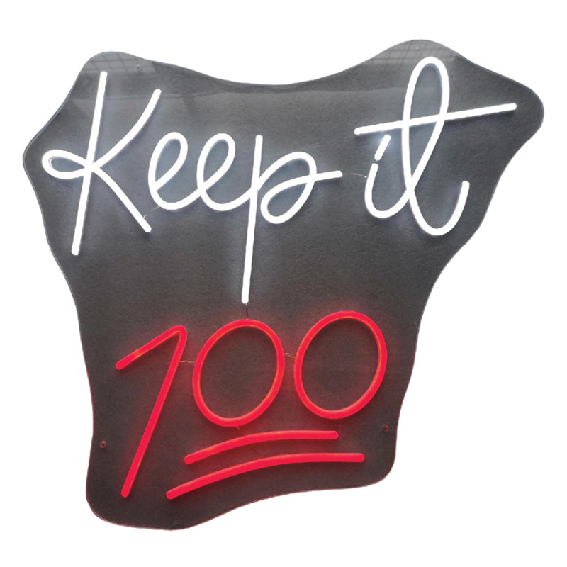 Enseigne néon Keep it 100 - 23 po x 25 po