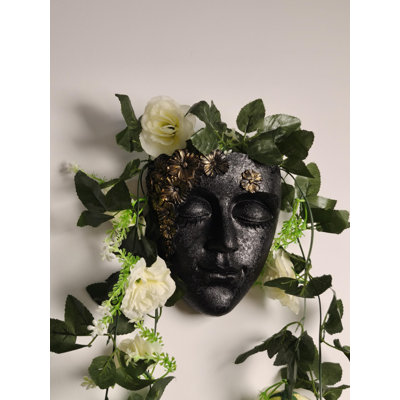 Face Shape Wall Planter Elegant Black Resin Wall-Mounted Head Pot With Drainage Hole Unique Small Vase Holder For Flower,Succulents, Hanging Plants For Plant Lovers