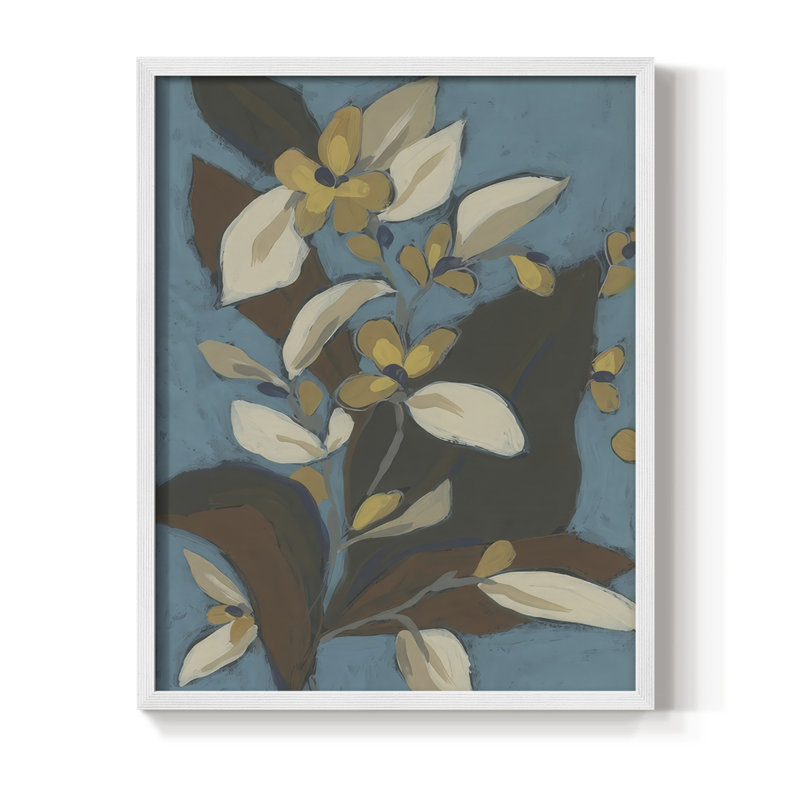 «Blue Shadow Garden II», reproduction encadrée - bois massif, H 30 po x l 24 po, Blanc