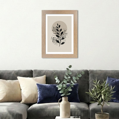 Scandinavian Minimalist Eucalyptus Sprig Wall Art Black Leaf Botanical Illustration on Cream, Giclee Art Print Home Decor for Nordic 1 Piece Wall Art
