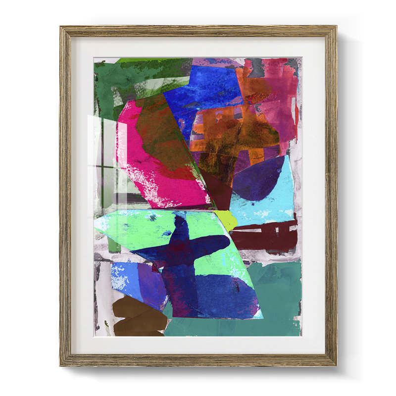 Brights Strokes III, reproduction encadrée, Papier avec cadre noyer, Blanc