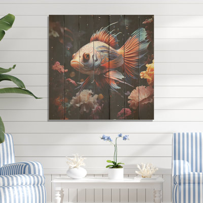 Multicolor Fish Of The Coral Reef III - Coastal Animal On Wood Print