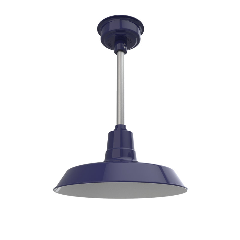 Luminaire suspendu en forme de dôme à 1 lumière DEL Haleigh, Bleu de cobalt / argent galvanisé, H 48 po x l 16 po x P 16 po