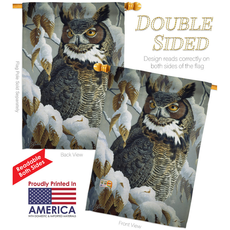 Chouette coussin à 2 faces en polyester 40 x 28 po Ensemble de drapeaux