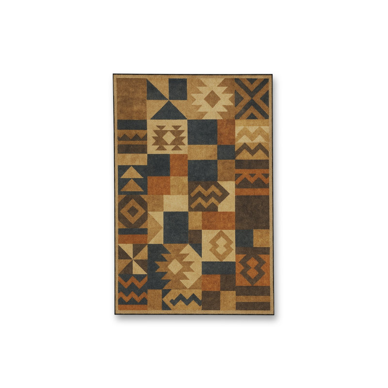 Tapis tissé crème à motif géométrique lavable Mosso, 2' x 2'11"