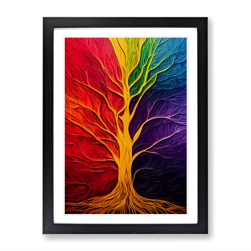 Tree Colours Vol.3 - Single Picture Frame Print, Black, 46cm H x 34cm W x 2cm D
