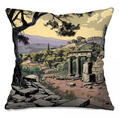 Coussin décoratif ruines anciennes
