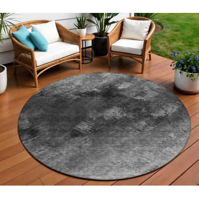 Tapis rond gris anthracite 8 po