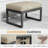 Set Of 2 26" All-Weather Aluminum Patio Ottomans Footrests With Thick Beige Cushions With Black Frame-174740914