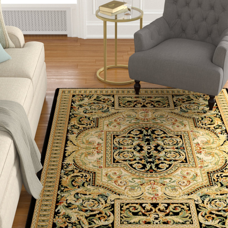 Tapis décoratif allenport oriental noir/beige, Tapis de couloir 2 pi 7 po x 9 pi 1 po