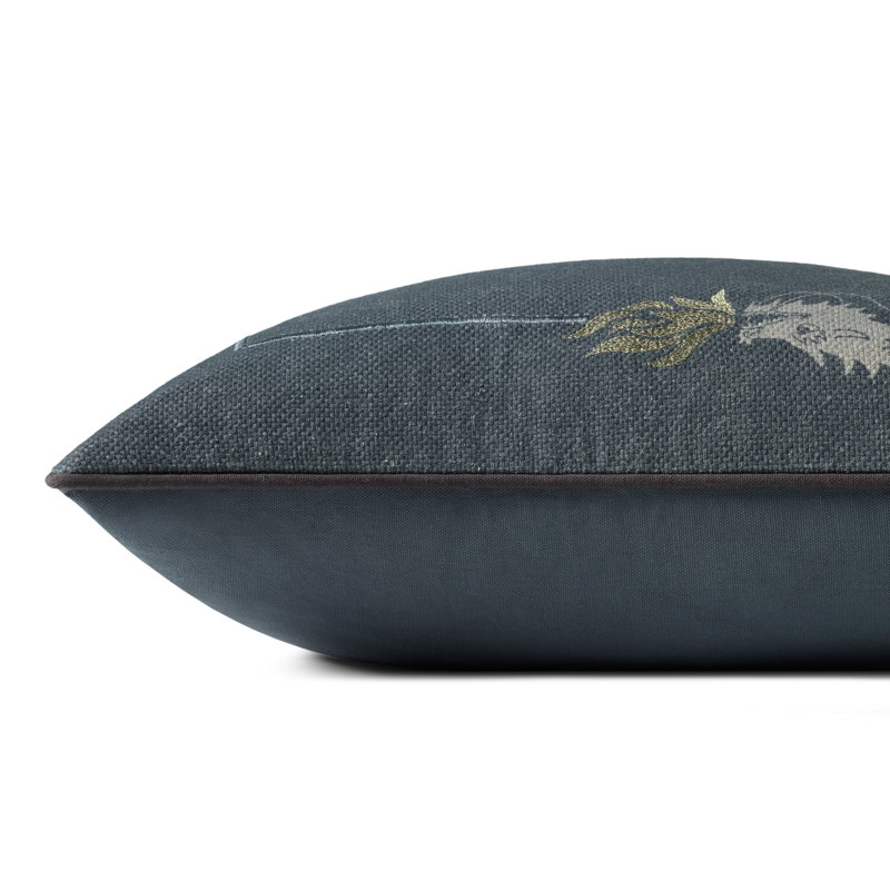Coussin décoratif Brigette Romanek x Loloi, Bleu, Carré 18 po, Polyester
