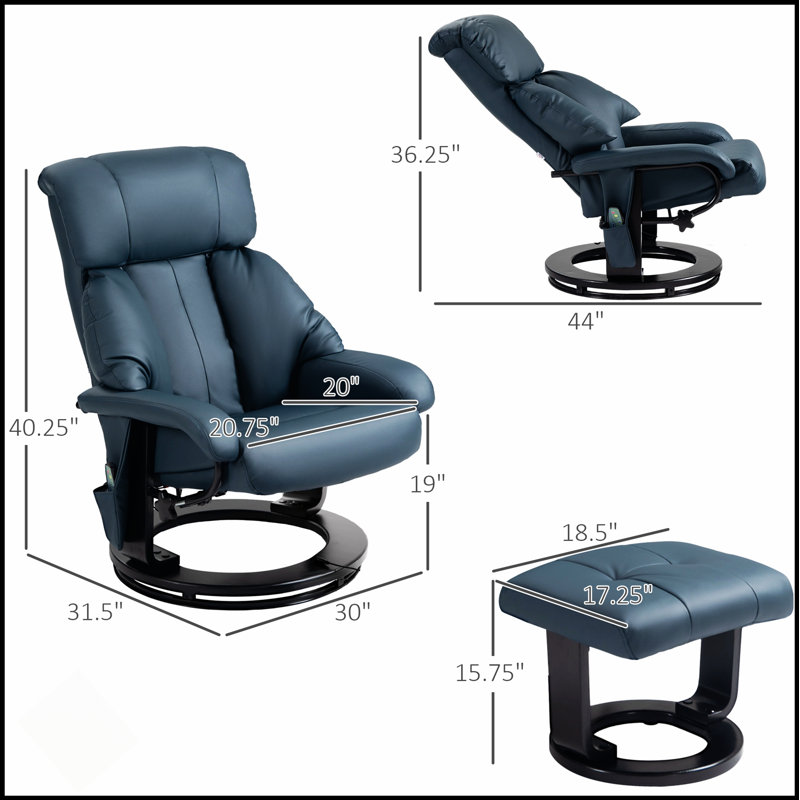 Luxurious Massage Recliner Chair With Footstool, 360° Swivel And Adjustable Backrest For Ultimate Comfort And Relaxation.