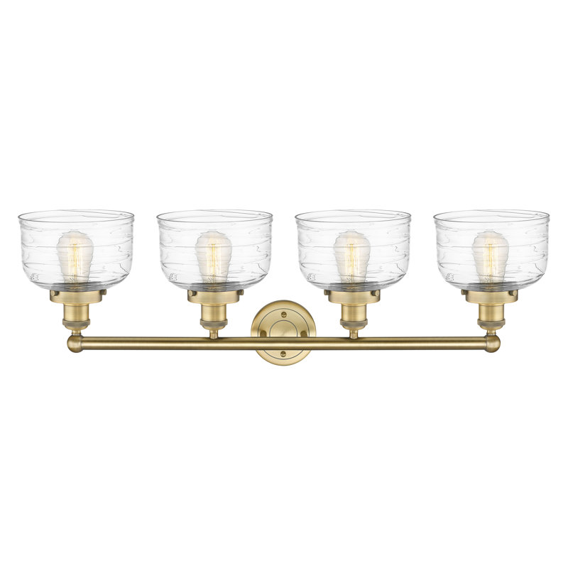 Annagene 4 - Light Dimmable Vanity Light, Clear Deco Swirl, Brushed Brass