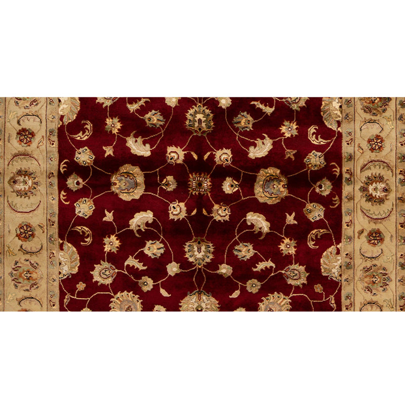 Tapis rouge / ivoire / beige noué à la main de haute qualité