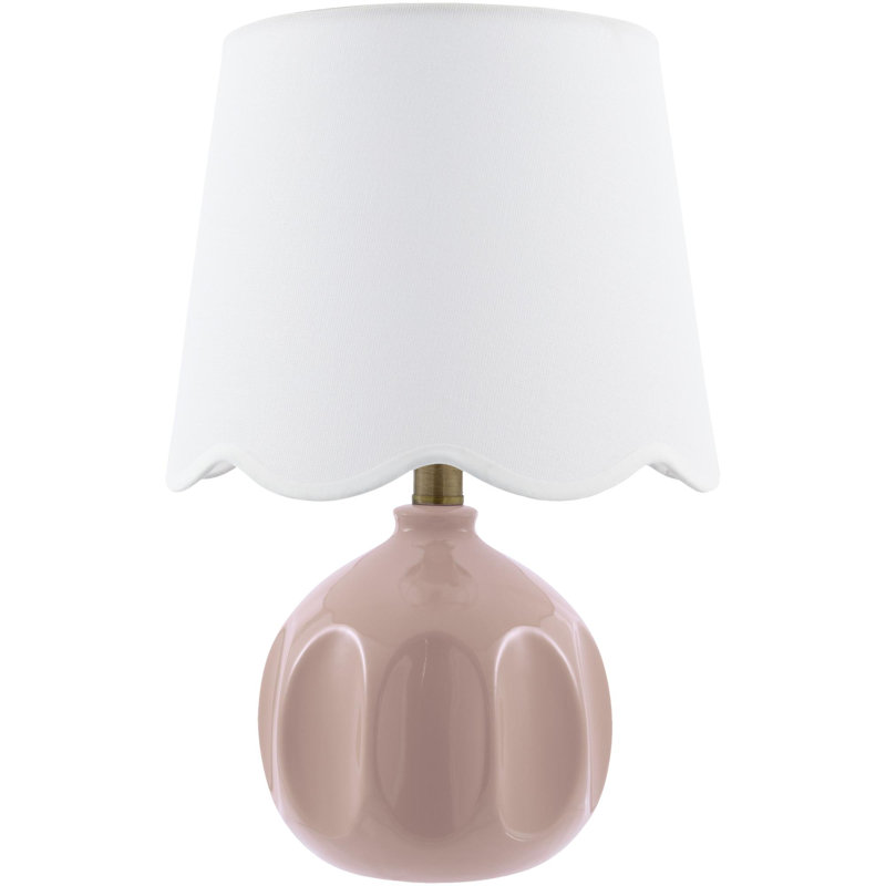Lampe de table Amecia, Rose, Blanc, Lin lin