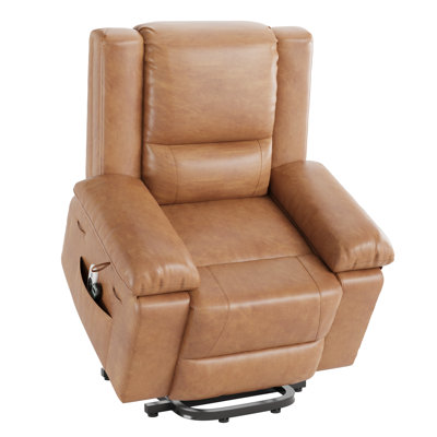 Power Lift Recliner Chair, PU Leather Electric Lift Recliner with Heat Massage Adjustable Back Legs Heavy Duty Mobility Chair for Elderly Seniors