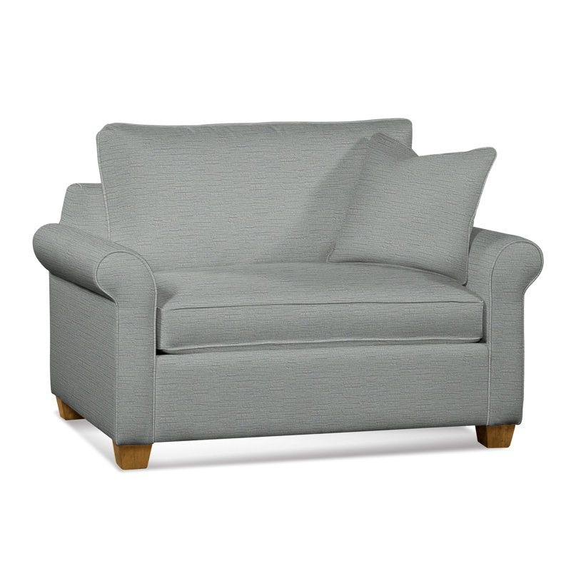 Park Lane Upholstered 55'' Sleeper Sofa, Air Dream Mattress, Havana Finish, Eggshell Crypton Performance; 0884-93