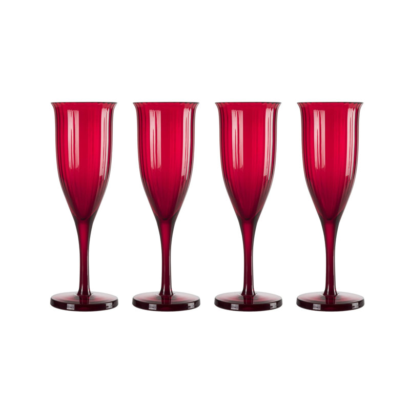 Omnia Handmade Crystal Flute, Red