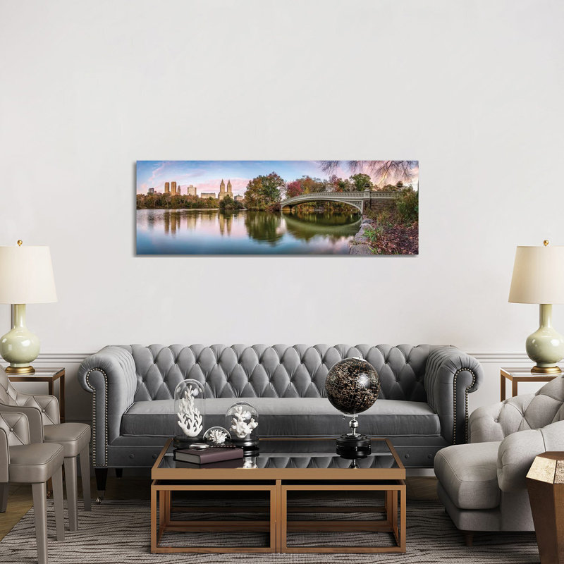 Central Park Panorama At Sunrise by Jan Becke - Wrapped Canvas Panoramic Print, 152.4 cm H x 50.8 cm W x 1.91 cm D