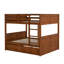 Lit superposé double en noyer avec lit gigogne simple pratique - peu encombrant-1833629139
