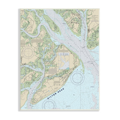 Hilton Head South Carolina Coastal Nautical Map Oversized Wall Plaque Art by Daphne Polselli