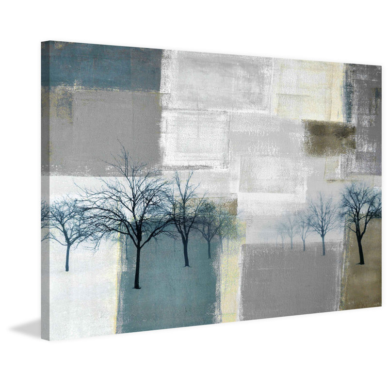 Blue Trees Abstract Landscape Canvas Wall Art