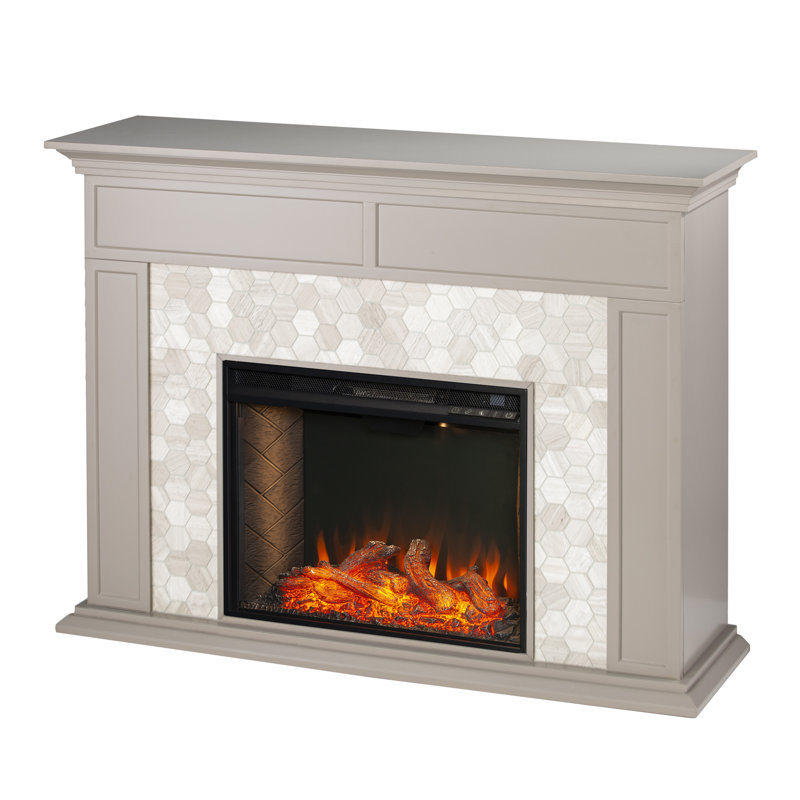 Torlington Marble Tiled Criss Cross Fireplace